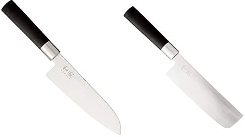 Kai Wasabi 6716S Coltello Santoku, Acciaio Inossidabile, Nero, 16.5 cm & Kershaw Wasabi Black Nakiri