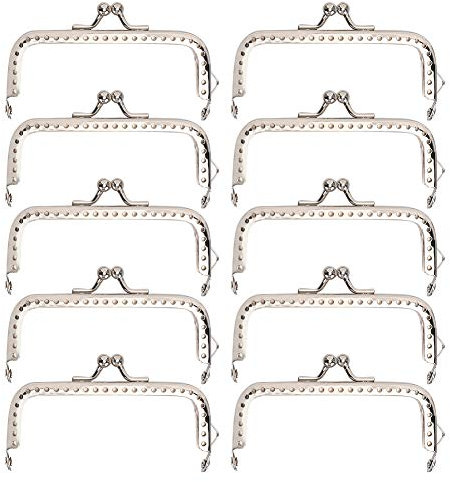 Tiiyee Fermoir pour Sac à Main en Métal Vintage, Cadre de Sac avec Fermoir Baiser Rétro 10pcs Fermoirs Métal pour Fabrication de Sacs DIY Accessoire Craft