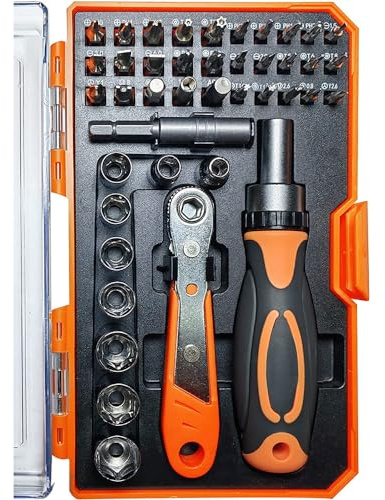 TOOLMAK Ratcheting Screwdriver Set Screwdriver 42 in 1 Ratchet Wrench Set, With Rotatable Ratchet Handles ＆ Storage Case, Household Repair Tool Kits for Bike