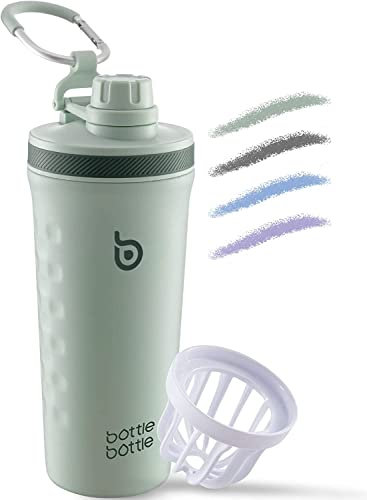 bottlebottle BOTTLE BOTTLE Shaker Edelstahl Trinkflasche 26oz mit Mischkugel – Protein Shaker für Eiweiß & Fitness, BPA-frei, doppelwandig, auslaufsicher, Sportflasche (Grün)