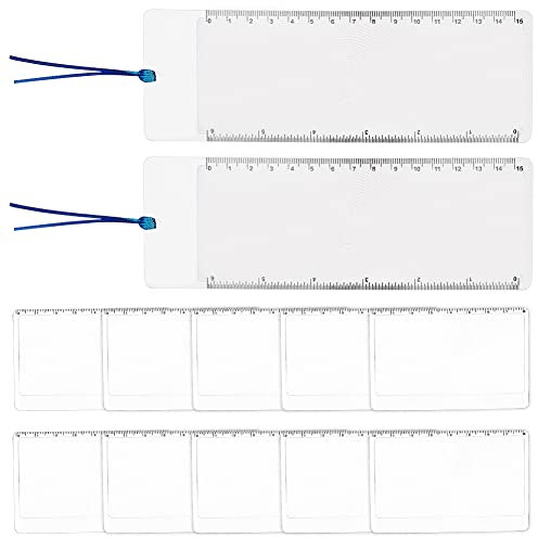 AHANDMAKER 12 lenti di ingrandimento 3X, 2 stili di ingrandimento da lettura, lente di ingrandimento portatile in plastica per carte di credito, lente d'ingrandimento tascabile, righello segnalibro