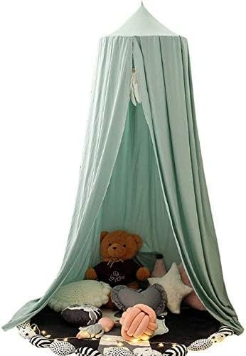 LINONI Baldacchino per bambini, in chiffon, tenda da gioco, in chiffon, altezza 240 cm, lunghezza orlo 260 cm, verde