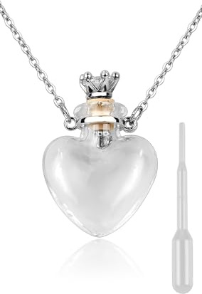 DS. DISTINCTIVE STYLE Vial Necklace Heart Shaped Perfume Bottle Pendant Blood Vial Necklace for Liquid Memorial Jewelry for Ashes Glass Keepsake Urn Necklace for Women
