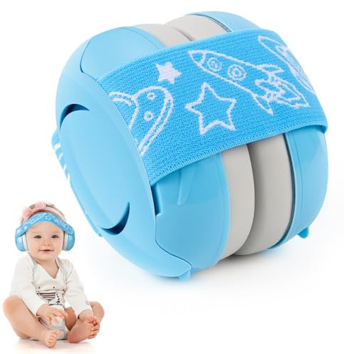 VichiPan Baby Ear Defenders, Baby Noise Cancelling Headphones Protectors Ear Defenders, Kids Earmuffs Noise Reduction with Soft Cushion and Adjustable Headband for Toddlers from 0 to 36 Months (Blue)