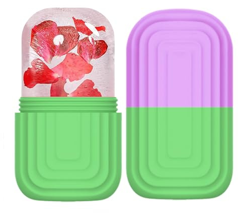 Ice Roller Visage et Yeux, Glacon Visage Roll en Silicone, Outil de Soin Anti Cernes et Massage Facial, Gua Sha Glacé Réutilisable pour Réduction du Gonflement, Hydratation, Cadeau pour Femmes