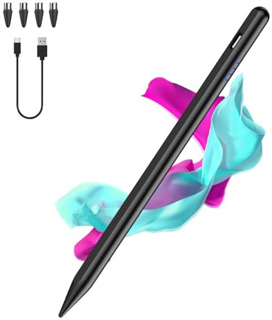 Stylus Pens for Touch Screens,Type-C Tablet Pen with 4 Pom Tips Rechargable Stylus Pen for Android Compatible with Samsung/Huawei/Lenovo/Mi/Vivo and Other Android Smartphone and Tablet Devices-Black