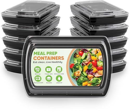 COAR Meal Prep Containers Reusable 6 Pack - 1 Compartment Reusable BPA Free Food Prep Containers with Lids for Lunch - Microwave, Freezer, Dishwasher Safe - 28oz