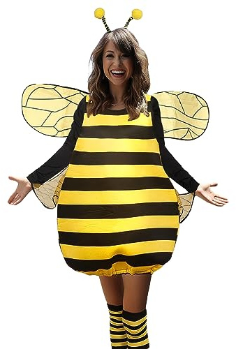 Edhomenn Dam halloween bi kostym bi drottning cosplay klänning, vingar, pannband och arm ärm fest fin klänning