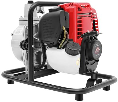 Garbenat Bensinvattenpump, 4-taktsmotor, vattenpump 38 cc 1,2 kW självsugande trädgårdspump, bärbar smutsvattenpump med luftfilter för bevattning, landskapsarkitektur 135 l/min