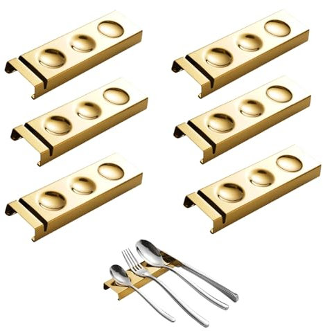 HSTWODE 4/6 Stück Edelstahl 304 MesserbäNkchen,StäBchen Kissen,StäBchenhalter,EssstäBchen Rests FüR Esstisch,FüR Verschiedene Essensszenen,Dekoration Auf Dem Esstisch Verwendet Werden (6, Gold(4))