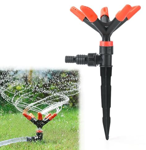 Garden Sprinklers for Lawns, Automatic Rotating Water Sprinkler, 360 Degree 5 Arm Rotating Water Sprinkler Irrigation System, for Watering Your Plants Flowers Veggies