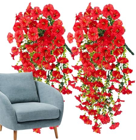 Silk Petunia hållbara konstgjorda blommor uv, realistisk petunia | Konstblomma utomhus för trädgårdskruka, terrass, fönster, balkong, planterare, trottoar, hau