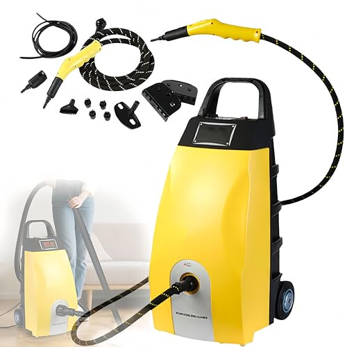 DIUNAOZI 3000W High Pressure Steam Cleaner,3.5L Large Tank, 40s Fast Heat Up,Multipurpose High Temp Steamer with 6 Accessories for Home, Kitchen, Car, Oven and Range Hood Cleaning Yellow