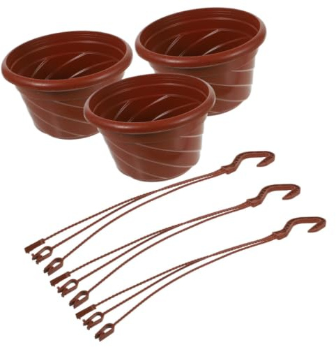 DEEPCRAFF 3 Pezzi Vaso da Fiori in Plastica Rosso per Chlorophytum, Vaso Sospeso Facile da Appendere per Balcone e Finestra