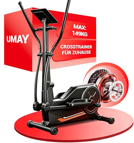 UMAY Velo elliptique Appartement,vélo elliptique Magnétique Silencieux,16 Niveaux de Résistance,Poignées de Fréquence Cardiaque,vélo elliptique Pliable avec Écran LCD,Max.159 kg