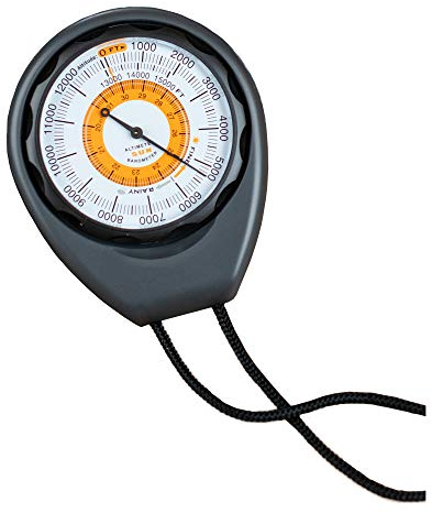 Sun Company Altimeter 203 - Battery-Free Altimeter and Barometer | Weather-Trend Indicator with Rugged ABS Case and Lanyard | Reads Altitude from 0 to 15,000 Feet