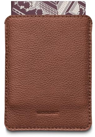 Housse en Cuir Pleine Fleur pour Passeport Cognac