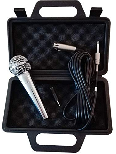 Eurosell - Micrófono dinámico Premium - Plata - Voz y Escenario + Cable de 5 m XRL Jack Mic Set Micro Vocal Micro Dinámico
