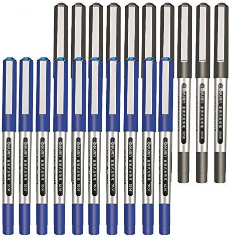 FRIUSATE 24 Pieces Rollerball Pens, Black Blue Gel Pens 0.5mm, Quick-Drying Liquid Ink Pen Fine Point Pen for Writing, Sketch, Journaling, School Office Supplies