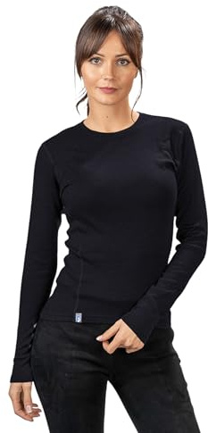 ALPIN LOACKER 100 Merino T-Shirt à Manches Longues Dames 230g/m sous-vêtements Thermiques, Noir L