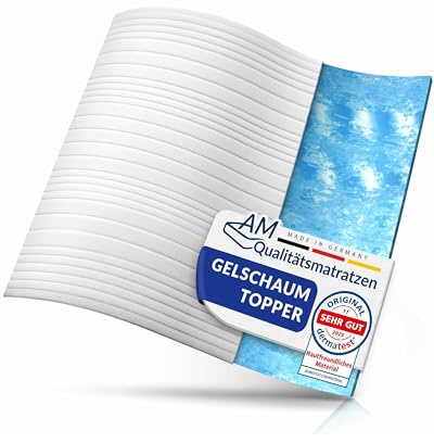 AM Qualitätsmatratzen - Surmatelas 160 x 220 en Mousse Gel - Surmatelas Souple et Adaptable - Housse Amovible et Lavable - sur Matelas memoire de Forme 160x220 6 cm - Haute qualité