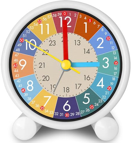 LURICO Kinderwecker Ohne Ticken Kinderwecker Digital, Lautloser Lernwecker Lernuhr Weckuhr Kinderuhr Analog Wecker für schulanfänger, Wecker Kinder für Mädchen Jungen