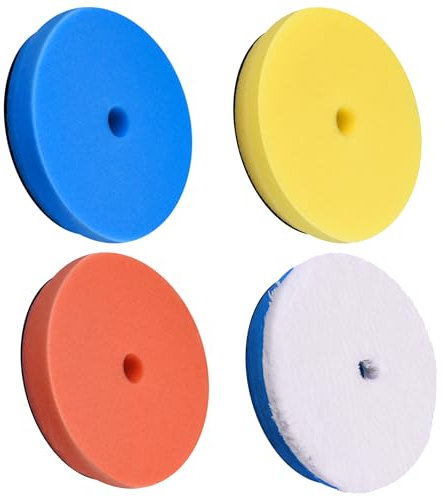 SIQUK 4 Stück Polierschwamm Auto 125mm Polierschwämme Pad Wachs Schwämme Polierpad Polieren Pad Polierschaum für Poliermaschine