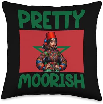 Moor Moorish American Moroccan Red Hat Moslem Moorish Girl Throw Pillow