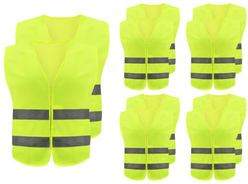 Abiyou 10PCS Chaleco Reflectante,Chaleco de Seguridad,Chaleco Reflectante de Seguridad,Chaleco de Seguridad de Alta Visibilidad,Auto Chaleco De Seguridad,para Correr,Conductor,Limpiadores(Amarillo)