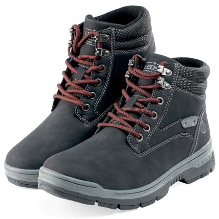 LEOSS ORIGINAL Homme Bottines Antidérapant Bottes Biker Boots Lacet Hiver Chaussure de Marche Baskets Classique Basic Bottes Confortables Léger Chaussures MU9555-1 (BLAK,45)