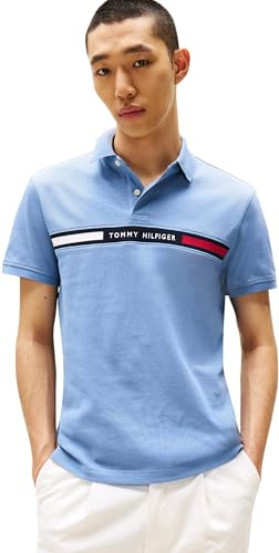 Tommy Hilfiger Polo Manches Courtes Homme Chest Insert Regular Fit, Bleu (Brisk Blue), M