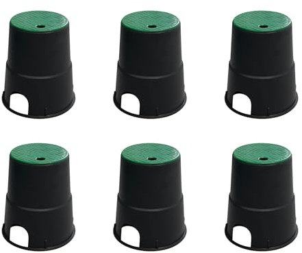 Natotela 6 Round Valve Box 6 Pack With Lid Underground Assembly Sprinkler System Water Meter Box Automatic Lawn Drip Irrigation Kits for Pressure Reducer Water Meters Valves Decoder