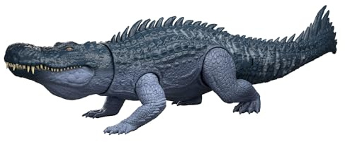 ​Mattel Jurassic World Rebirth Gigantic Thrashers Dinosaur Figure, Purussaurus Large Species Toy, 2 Rampage Attacks, Digital Play, JGB94