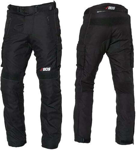 Motorrad Textil Hose Wasserdichte Textilhose Thermofutter CE Protektoren Hose Motorradhose Herren mit Protektoren Textil Cargohose Cargo (DE/NL/SE/PL, Alphanumerisch, XXL, Regular, Regular, BLACK)