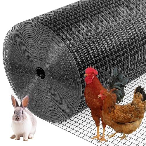 Yardbliss Black Hardware Cloth 1/2inx24inx100ft, 19GA, Chicken Wire Fencing Roll, Black Chicken Wire Mesh, Vinyl PVC Coated Welded Wire Mesh for Chicken Coop Barrier, Rabbit Snake Poultry Fences