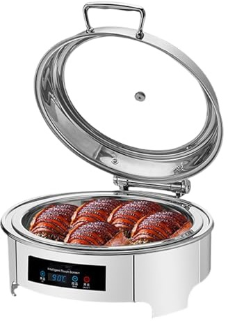 WJYTDHIQS Chafing Dish Electrico, 6 L Calentador de Buffet in Acero Inoxidable con Controles Táctiles y Tapa de Cristal, Profesional Calentador de Comida Buffet Eléctrico para Buffet