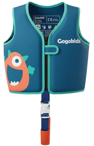Gogokids Toddler Swim Vest Pool Floaties for Kids 1-2-3-5-7-9 Yrs, Neoprene Kids Swimming Jacket w/Adjustable Safety Strap & Zip, Toddler Float Jacket 24-66lbs for Beach Puddle Pool Boys Girls Niños