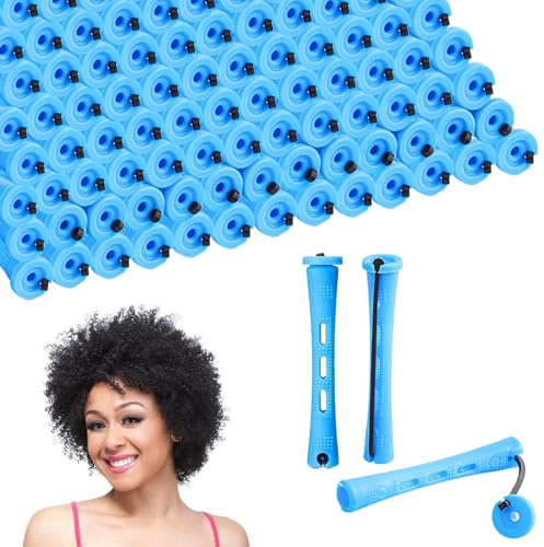 HTTDSLF 80 Piezas Pequeño Tamaño Rulos Pelo, Rodillos Permanentes, Rulos Pelo Pequeños Heatless Hair Curlers, 0.35 Pulgadas Rulis para el Peli, Varillas Permanentes DIY Para Peinados Naturales