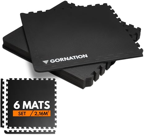 GORNATION Tapis Salle de Sport, Sol Salle de Sport Antidérapant, Emboitable, Amortissant. Idéal pour Home Gym, Fitness, Musculation et Protection des Sols, Matériau EVA