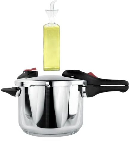 Nerthus FIH 1666 set olla presión con aceitera cristal antigoteo 500 ml cocina control aceite sin derrames