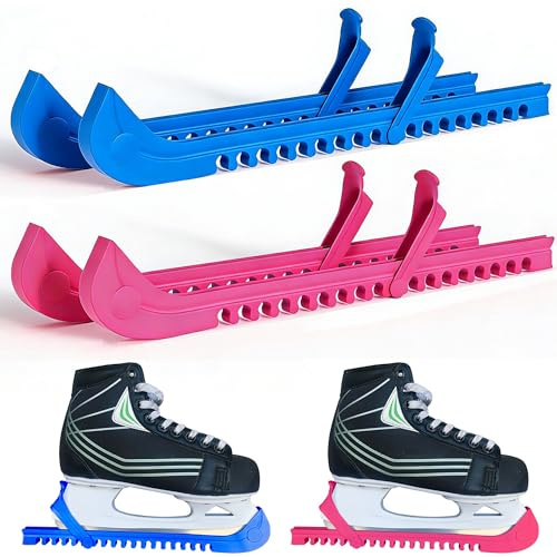 MINGZE 2 Coppie Guarde per Pattinaggio Su Ghiaccio, Hockey per Pattinaggio su Ghiaccio Regolabile, Pattinaggio Artistico con Fori di Filtrazione Dell'Acqua, Accessori per Pattinaggio Artistico