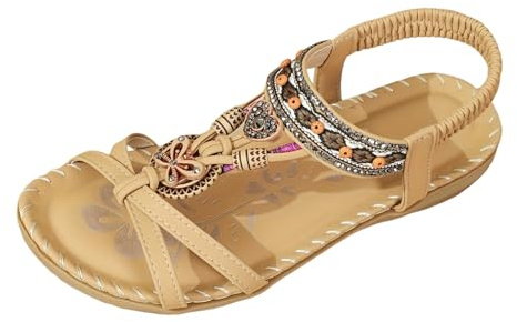 Sandalias de verano para mujer, elegantes, separadores de dedos, cómodas, planas con plantilla, transpirables, tira trasera para playa, vacaciones y ocio, ajuste hebilla.