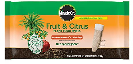 Miracle-Gro Fruit & Citrus Plant Food Spikes - 10-15-15 NPK Easy-To-Use Nutrition for Fruit and Citrus Trees, Plant Fertilizer, 12 Spikes, 3 lb.
