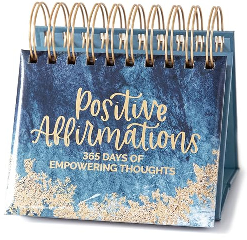 bloom daily planners Undated Perpetual Desk Easel/Inspirational Standing Flip Calendar - Motivational Page a Day - (5.25 x 5.5) - Positive Daily Affirmations