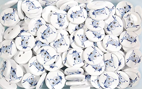 celloexpress Wooden Buttons Children's Printed Buttons - Unique Prints for Sewing and Crafting (Donkey - 20mm, Pack of 25)
