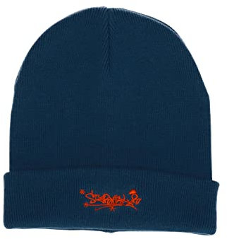 Sterntaler Baby Jungen Strickmütze Organic Cotton Skaterlook - Mit Umschlag und Stickerei - Mittelblau, 51