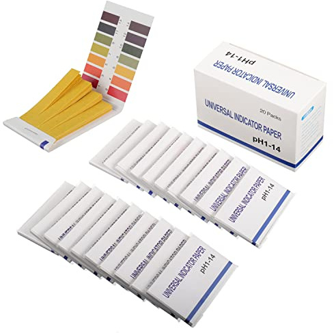 BOJACK 20-pack 1 600 remsor pH 1-14 testpapper omfattande testpapper litmus testpapper pH-test för saliv vatten jordtestning husdjur mat och kost pH-övervakning
