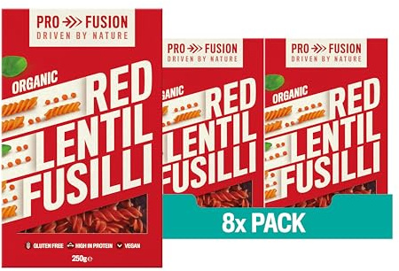 Profusion Organic Red Lentil Fusilli, 250g - Grain-Free, High Protein & Vegan-Friendly
