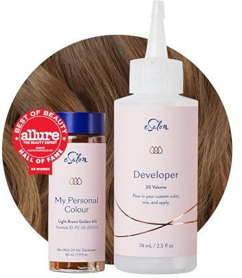 eSalon Coloration Permanente - Sans Ammoniaque Sans PPD - Couvre 100% des cheveux blancs - Résultat Professionnel - Châtain Clair Doré 6G