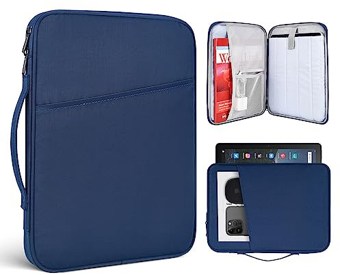 9-11 Inch Tablet Carrying Sleeve Case for Amazon Fire Max 11 2023/10.1 Fire HD 10 Plus Kids Pro,iPad 11th/Pro M4/Air M3 M2 11/Samsung Galaxy Tab S8 S7 A8 11 10.5 Protective Bag with Handle(Blue)